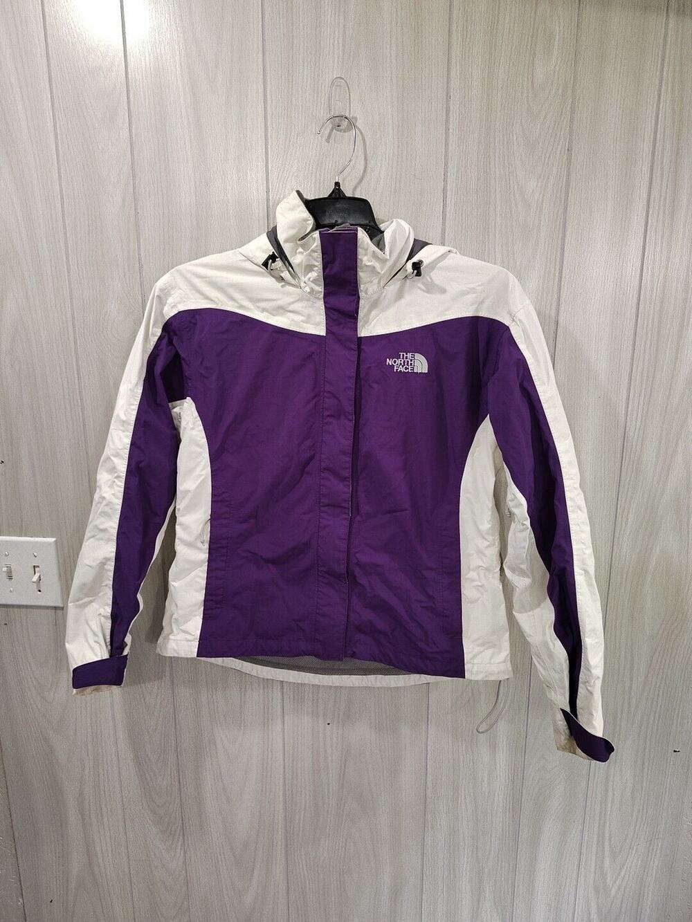 The North Face Womens Purple White Hooded Windbreaker Mesh Lined Size S
